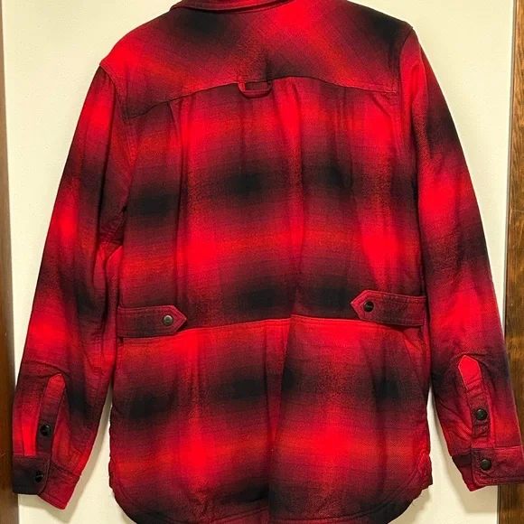 Duluth Trading Co Folklore Flannel Red and Black Plaid ShirtJac large - Picture 6 of 9